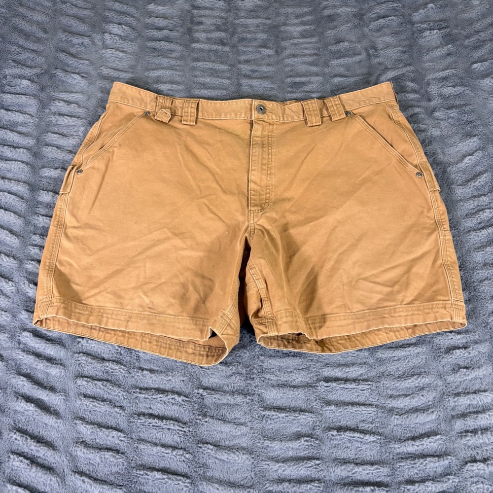 Duluth Trading Co Flex Fire Hose Mens 44 Brown Canvas Cargo Work Shorts AR756